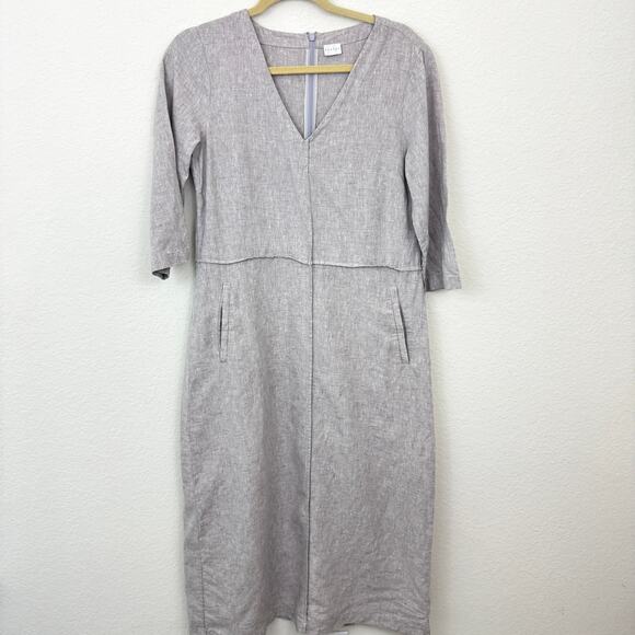 Poetry Women Midi Shift Dress Size 8 100% Linen Natural Lagenlook Neutral Summer - Picture 1 of 8